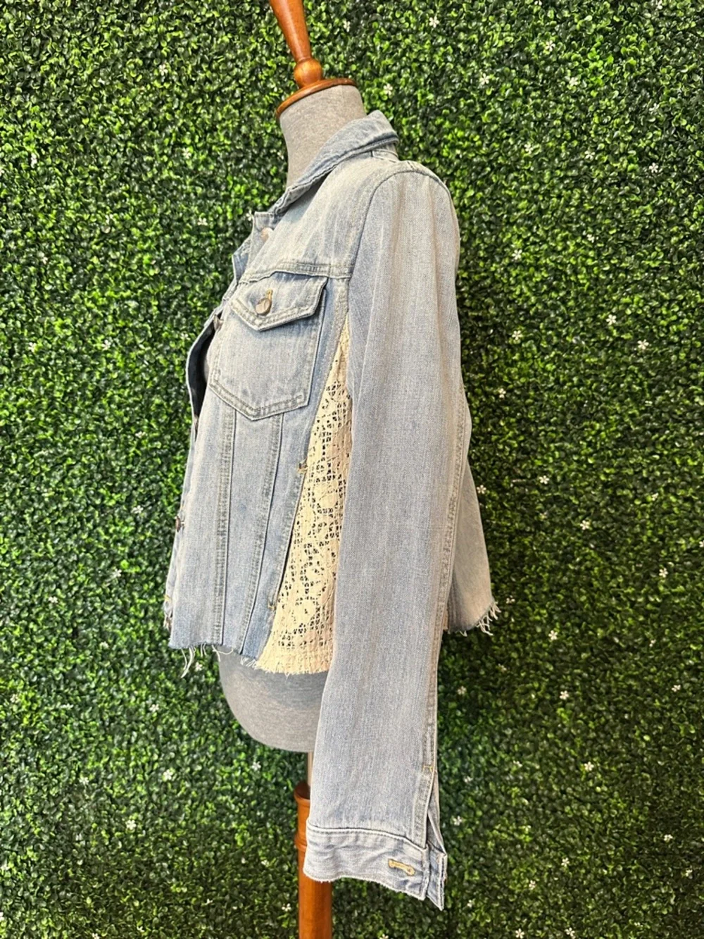 Free People Denim & Lace Jacket #31 - Picture 4 of 7